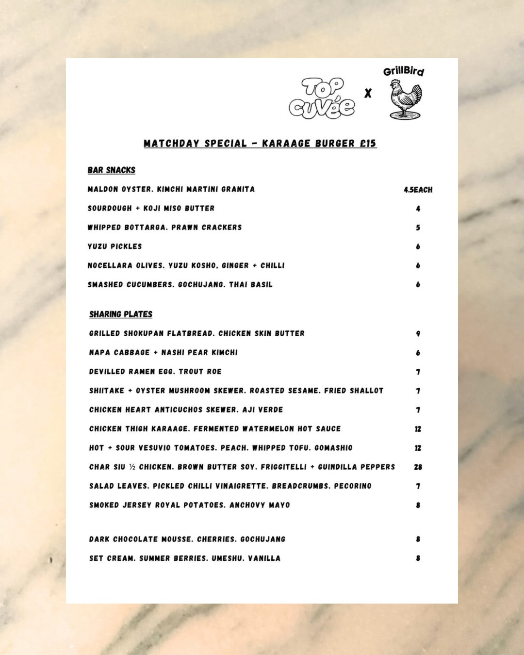 On the menu