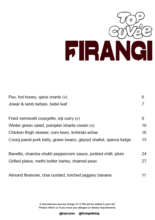 Food menu